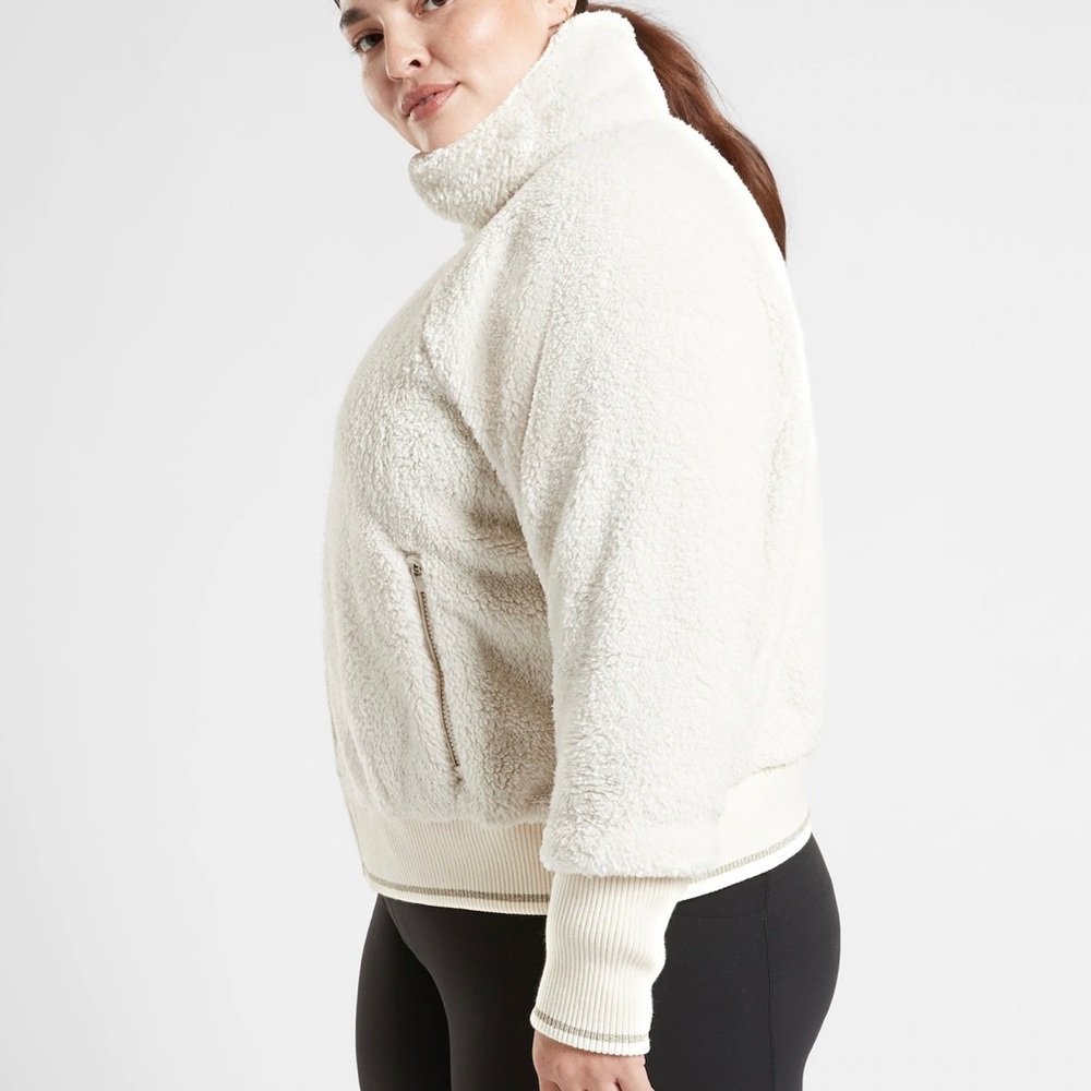 NWT Athleta Tugga Sherpa Jacket Natural Multi XL - Picture 3 of 14